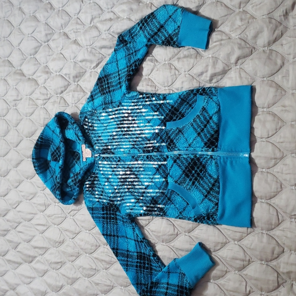 Sequined Hoodie girls blue hoodie with pockets